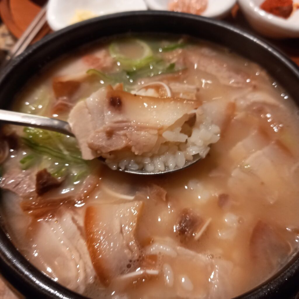 one scoop meat head soup from anmog korean restaurant