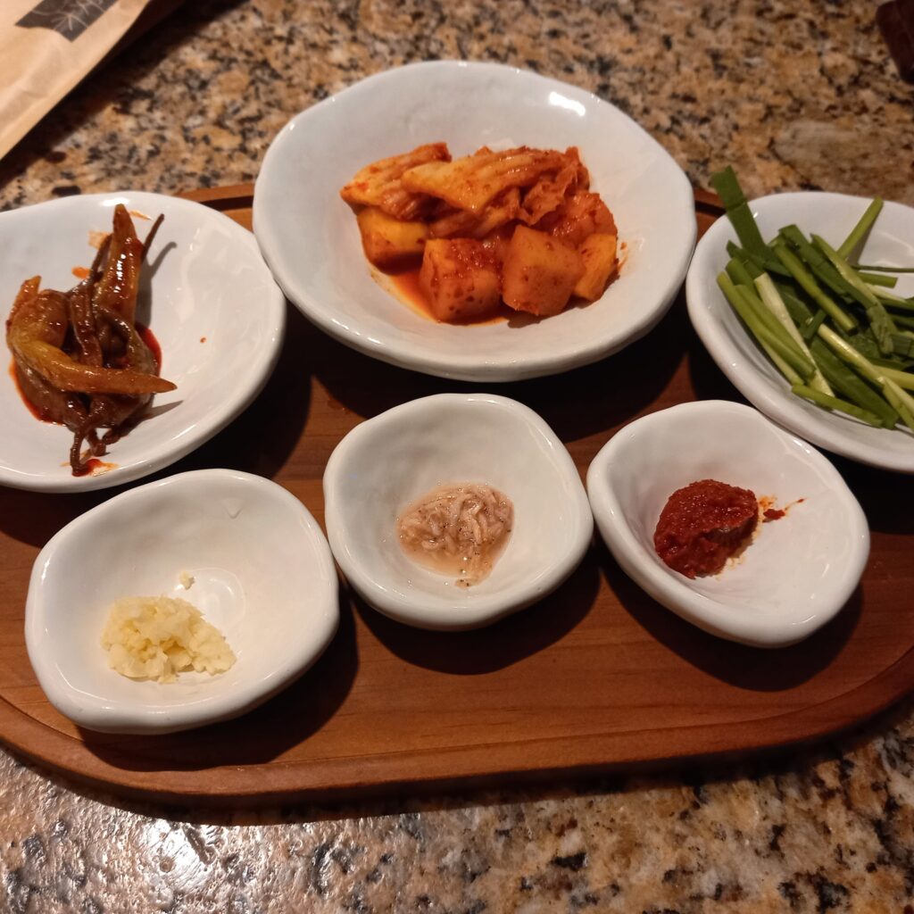 side dishes from anmog korean food place